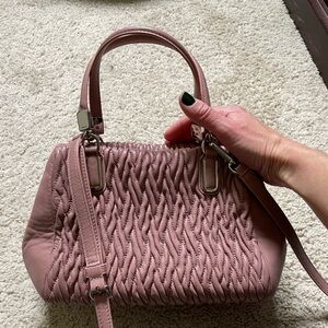 Coach Quilted Gathered Leather Satchel, 2 Top Handles Detachable Crossbody Strap